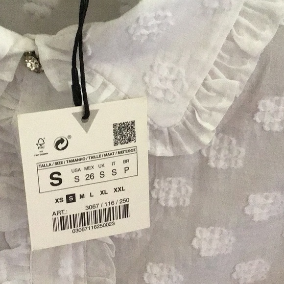 Zara  top white balloon short sleeve blouse - Picture 4 of 5